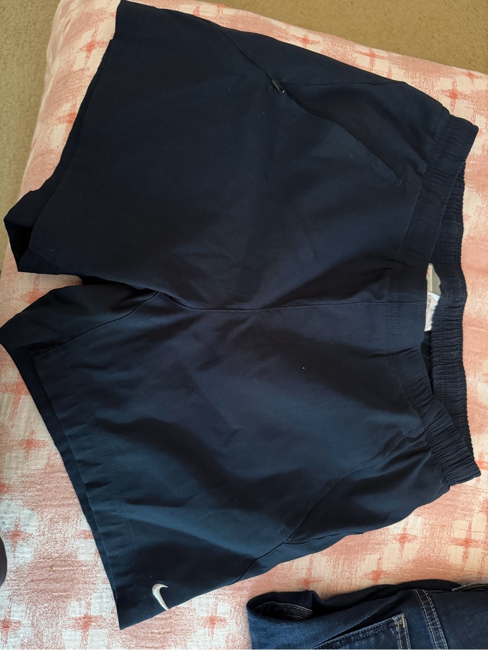 Nike Men's Athletic Shorts Navy Blue with White Swoosh